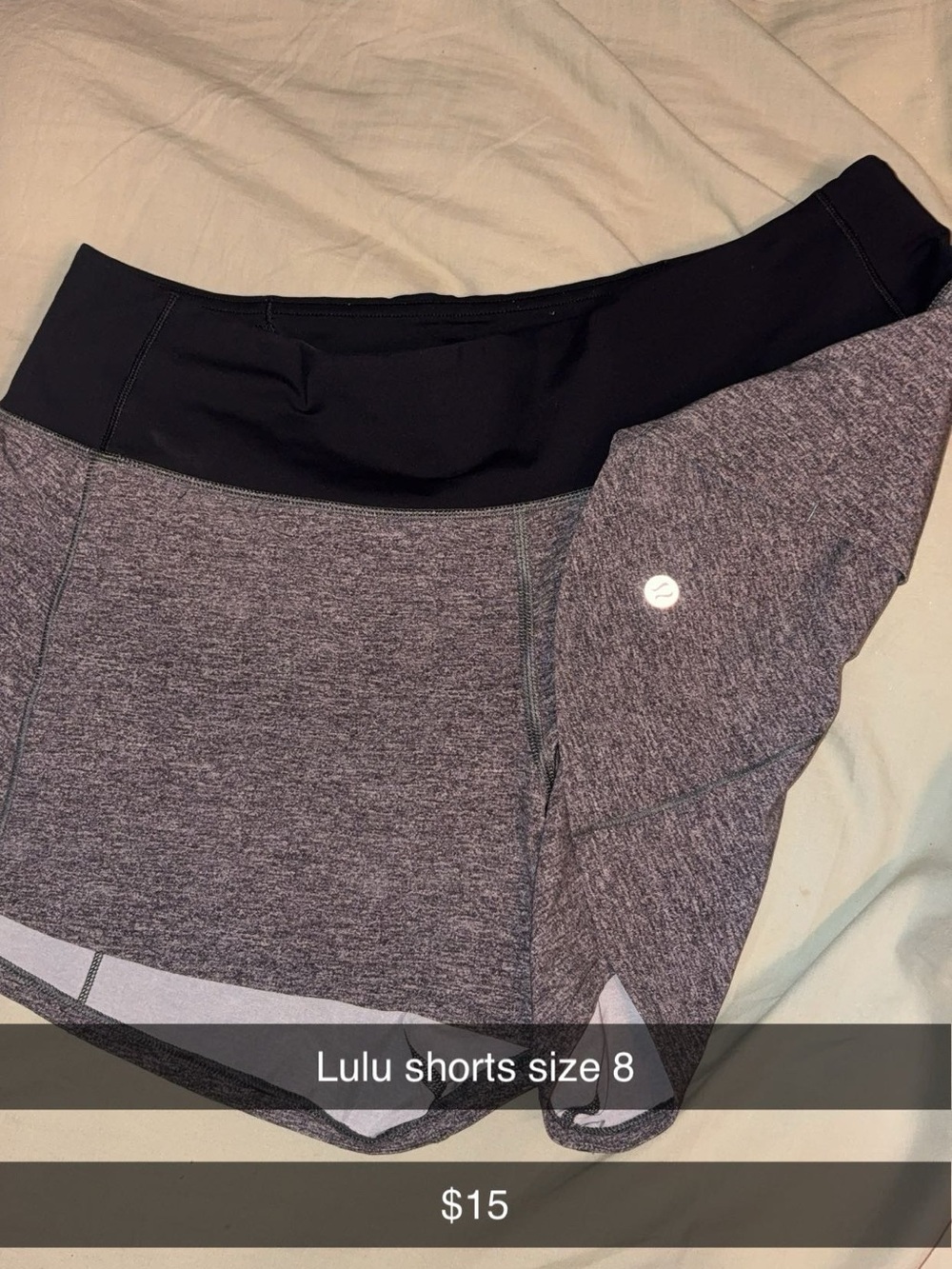 lululemon athletica Gray Heather and Black Athletic Shorts
